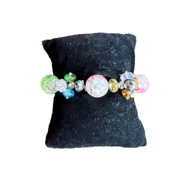 Vintage stretch bracelet various round crystals - Picture 1 of 4